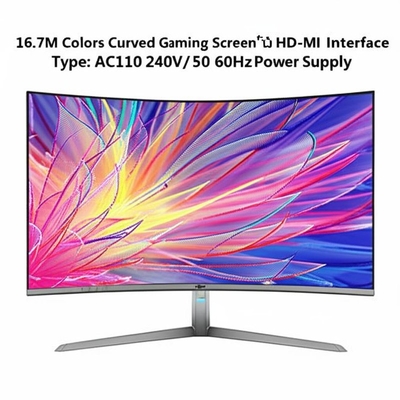 16.7M Écran de jeu courbé couleur avec type d'interface HD-MI et alimentation AC110 240V/50 60Hz